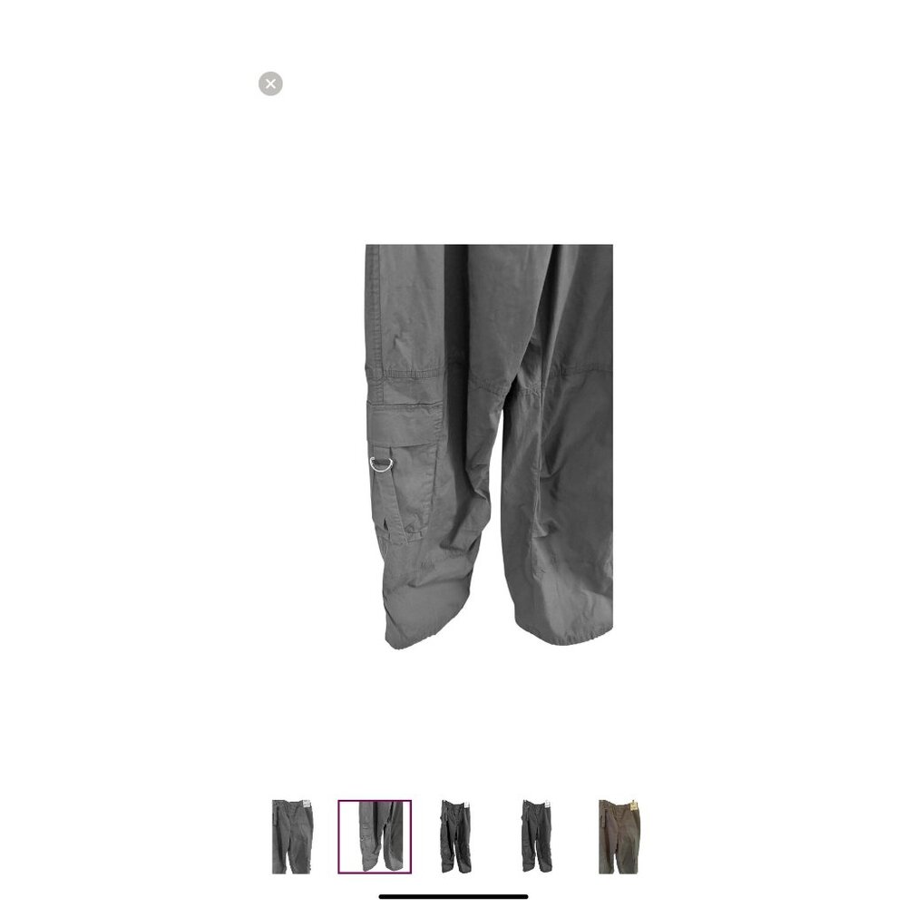 Rachel Paige L Utility Cargo Pants Gray Lightweight Back Elastic Waist D-Rings - Picture 12 of 14